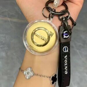18K Gold Car Key Chain with Mercedes-Benz & VolvoLogos - Premium Car Accessories